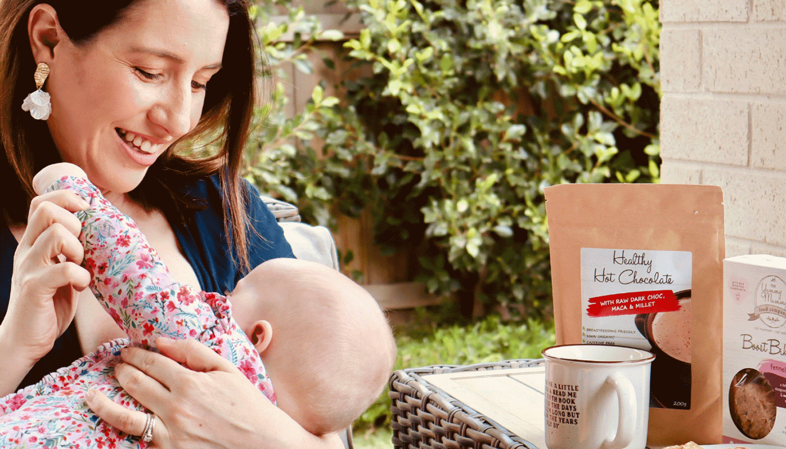 Breastfeeding Mum Eating Lactation Cookies